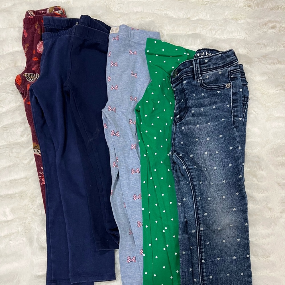 Lot of 6 pairs of 4T leggings & jeans